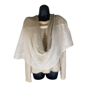 Kimchi‎ Blue Womens Scarf Wrap Off-White Beige Knit Crochet Casual Boho Bohemian